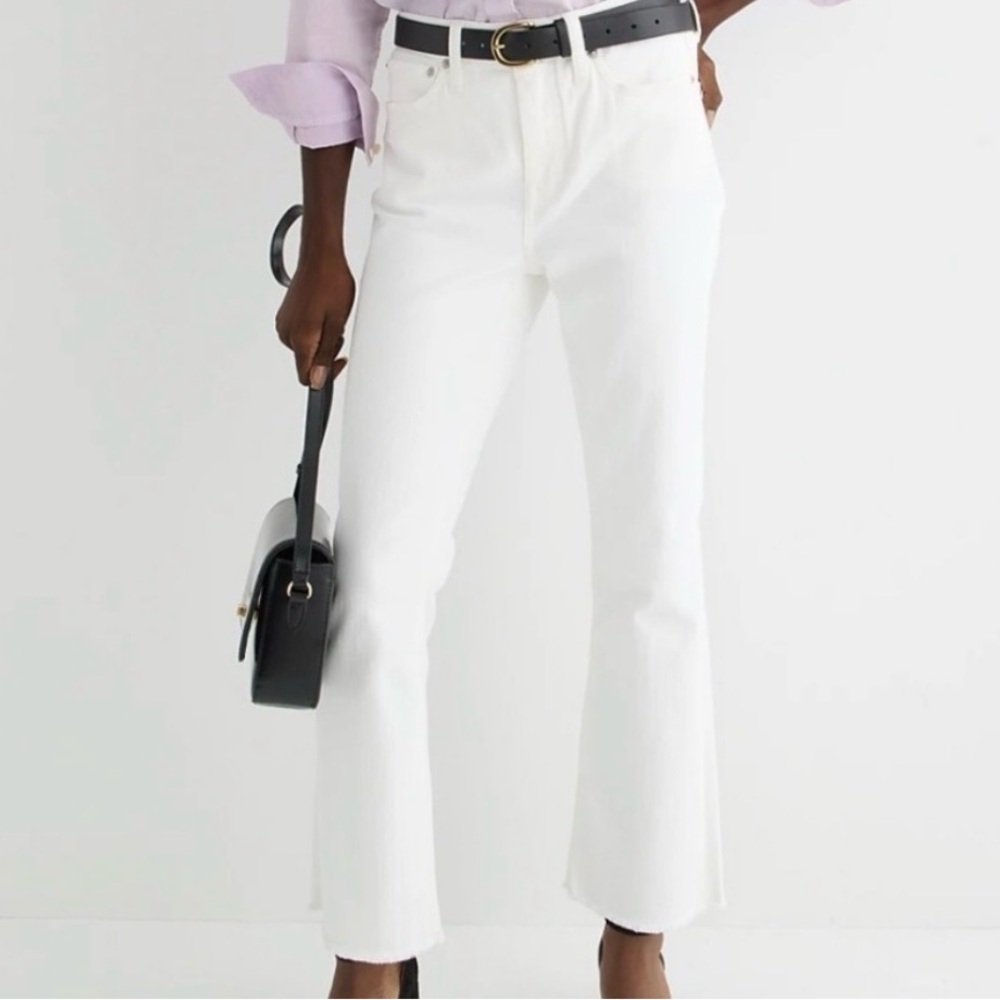 J. Crew billie demi boot crop jean in white, size 29